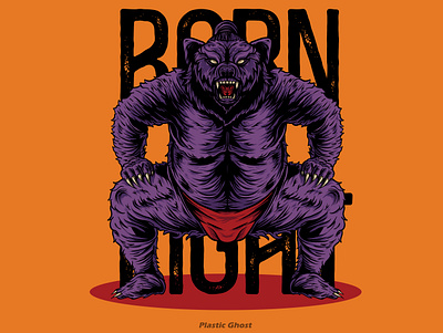 Sumo bear angry animal apparel design artwork bear cartoon illustration japan japanese art merchband sumo tshirt design vector vector illustration westler wildlife