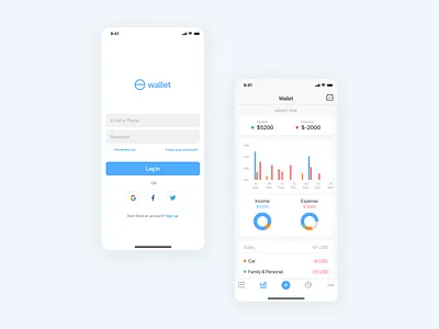 Log in app bank card banking app cards dashboard dashboard ui expense manager expense tracker login minimal ui ux wallet wallet app