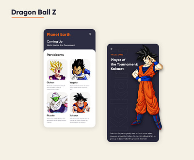 Dragon Ball Z design dragonball z mobile app design mobile ui shots ui