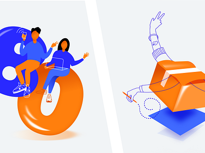 💙 HR illustrations 🧡 blue creativity design employee gradient hr illustration iteo linear orange vector work 插图