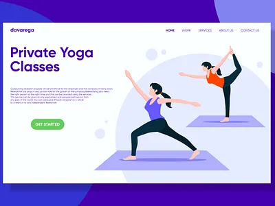 Private Yoga Classes Landing Page app davarega studio design flat design flat illustration illustration landing page landing page ui layout simple design