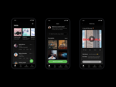 Spotify app — feed redesign⚡ feed music music app redesign social songs spotify ui ux