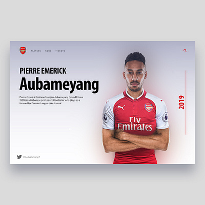 Pierre Emerick Aubameyang arsenal banner football premier league user interface visual design