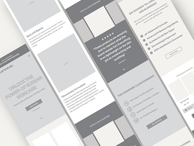 Skincare Site Wireframes design ecommerce mobile website design shopify skincare web wireframe