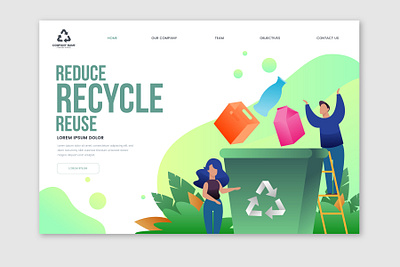 Recycle Landing Page branding design digital illustration illustrator ui web