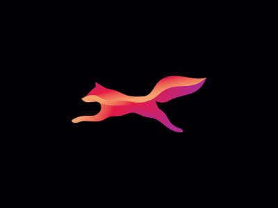 modern fox - logo design animal brand colorful design elegant fox gromovnik icon jumping logo minimal modern orange pink purple running simple vector