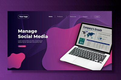 Sosial Media Landing Page app art branding design digital icon illustration illustrator mountain web