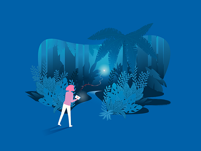 Into the woods. aftereffects forest hummingbird illustration jungle vector