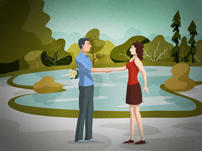 First date couple date first illustration love nature