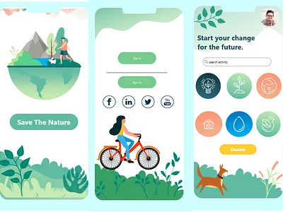 Save the nature animation app branding design globalwarming green heaven human icon illustration interface logo national park nature amazon plants savethenature tree ui vector water