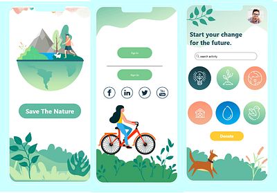 Save the nature animation app branding design globalwarming green heaven human icon illustration interface logo national park nature amazon plants savethenature tree ui vector water