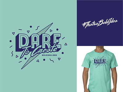 Dare to Create Shirt 80s 80s style blue green retro tshirt