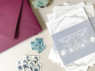 modern romantic || wedding stationery illustration stationery stationery design wedding invitation