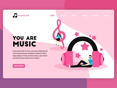 MYou ar music! banner banner design branding color design flat headphones illustration illustrator music music app treble clef ui vector