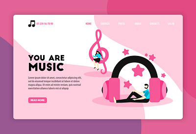 MYou ar music! banner banner design branding color design flat headphones illustration illustrator music music app treble clef ui vector