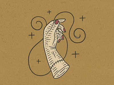 A Surgeon’s Touch arm hand handdrawn illustration retro surgery texture thread vintage woodcut