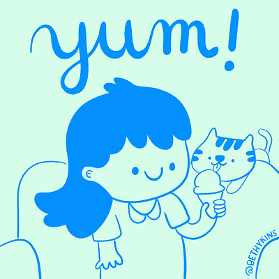 Yum! 100catsdoingthings cat cat drawing cat illustration cats cute design icecream illustration kitty kitty illustration