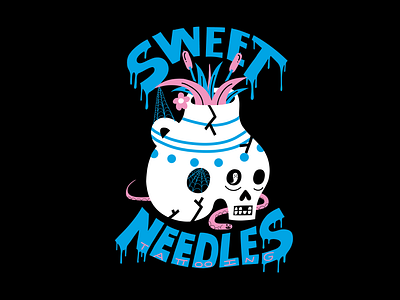 Sweet Needles Tattoo Shop cattail drips ghost haunt skull snake tattoo tattoo art vase