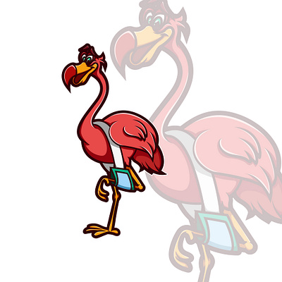 Flamingo with a Broken Leg broken character flame logo flamingo illustration leg pink