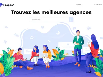 Hero image illustration for Proposr digital art human illustration illustration landing page illustration people illustration ui illustration