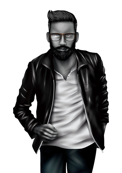 Thomas -close up- adobeillustator beard blackandwhite boy character classy digitalart fashion grayscale handsome hipster illustration male man vector vectorart