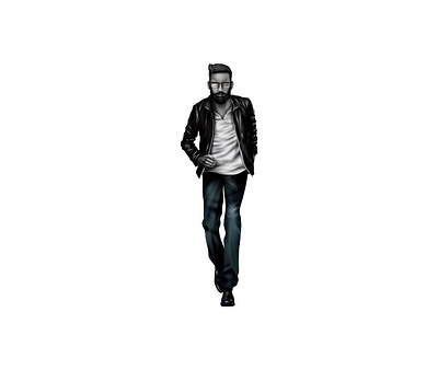 Thomas adobeillustator beard blackandwhite classy digitalart fashion grayscale guy hipster illustration male man vector vectorart walking young