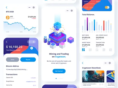Cryptosen App app cinema4d dashboard design designs icon illustration ios isometric design modeling onboarding payment app ui ux vector
