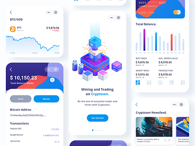 Cryptosen App app cinema4d dashboard design designs icon illustration ios isometric design modeling onboarding payment app ui ux vector