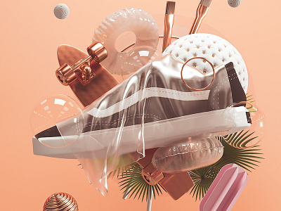 playground. 3d 3dart abstract cgi circles colorful digitalart painting render shapes shoes skate