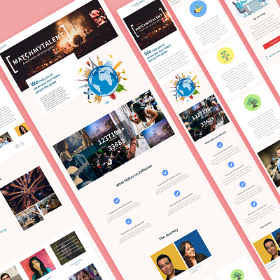 match my talent(web site for an application match my talent) home screen ui web design