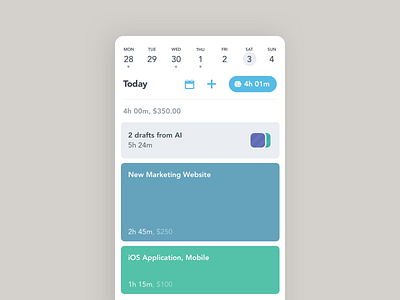 Hours screen android ios mobile productivity ui ux