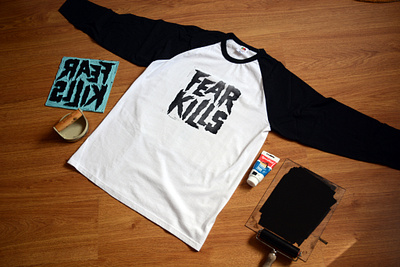 Fear Kills t-shirt carving lettering letters linocut