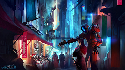 Bazar 2d aleksey litvishkov art cyberpunk illustration sci fi xsolla арт иллюстрация киберпанк литвишков