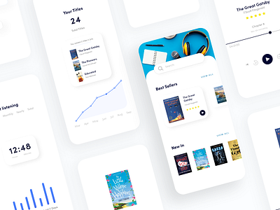 Audiobook Mobile App app audiobooks books clean design ios minimal mobile mobile app platform prototype ui ui design uidesign ux