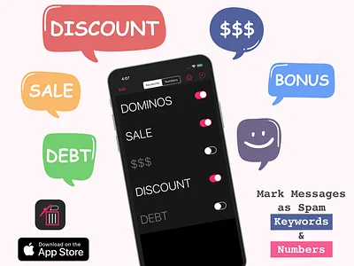 SpamSMS - iOS App Live on AppStore app apple application apps development apps screen appstore block hsg instagram ios ios13 iphone apps mobile app design spam ui