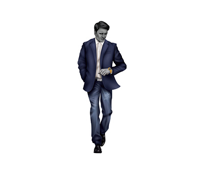 Time adobeillustator blackandwhite blue character classy clock digitalart fashion grayscale illustration male man navy time vector vectorart walking watch watches