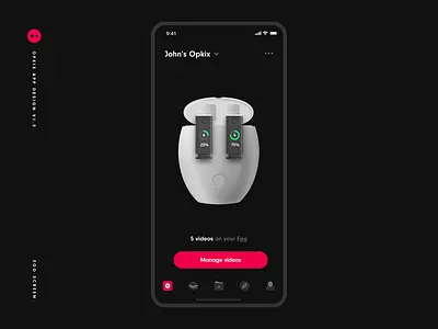 Opkix App Home Screen animation app battery black camera camera app dark design egg home interaction ios iosapp iphone minimal opkix tab bar ui ux
