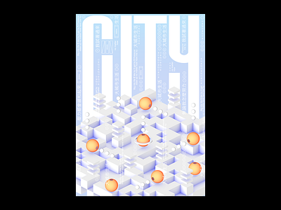 City ✈︎ ☹ ∅ ✈︎ ☹ ∅ ✈︎ ☹ cinema4d city isometric light poster