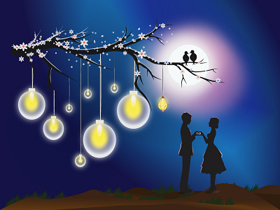 Romantic couple Illustration graphic design illustration romantic couple vector