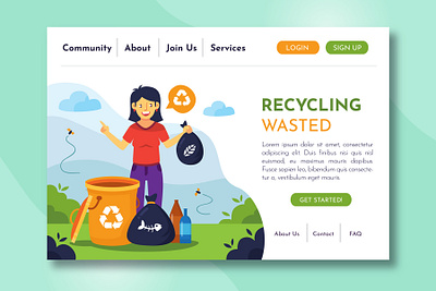 Recycling Landing Page app art branding design digital icon illustration illustrator logo mountain typography web