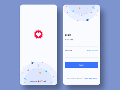 Health App - Login & Splash Screen app design app ui assessment health health app health care health insurance health management lab login medical medical app population sign in sign up splash screen test ui