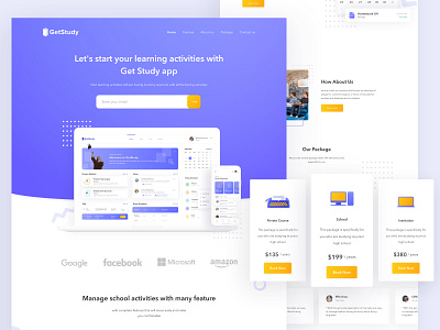 Getstudy Task Management activity card landing page design landingpage learning learning app management app project managment school app student task management ui design uiux university user interface web web design website