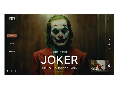 Joker movie web design 2019 2019 adobe xd design joker joker 2019 movie ui web