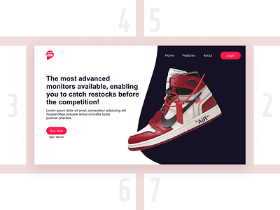 Landing Page Header Concept app branding design landing page logo minimalistic mobile redesign sneaker typografie ui web