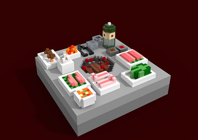 korean barbeque cube cubes design food glass icon illustration kbbq kimchi korean korean barbeque magicavoxel meat metal pixel voxel voxel art voxelart