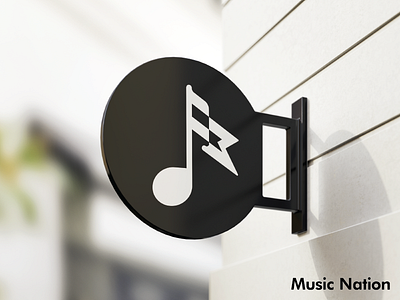 "Music Nation" Mockup black white brand identity branding flag icon identity design illustrator logo logo design logos minimalist mockup modern monogram music sign sign mockup