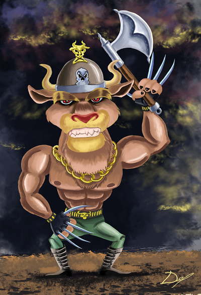 Minotaur digital art digital painting greek mythology illustraion minotaur warrior