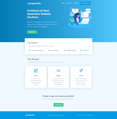 Logicbuilds Website Homepage app branding design flat logo vector web website