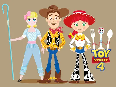 Character Toy Story 4 / Woddy & Jessie cartoon cute design designer illustration jessie kids art kids illustration toy story vector woody
