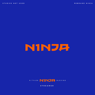 NINJA rebrand logo study (not used) blue branding design logo ninja orange tyler tylerblevins typografy vector